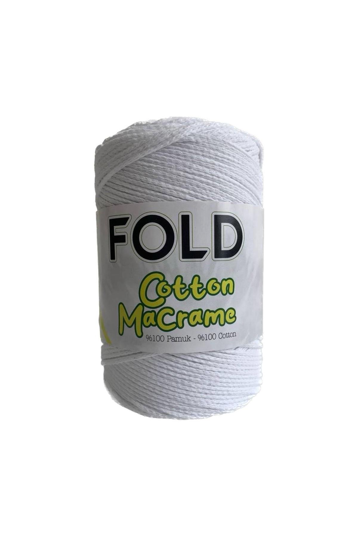 Fold Cotton Makrome - Beyaz Pamuk Ip 200 Gram