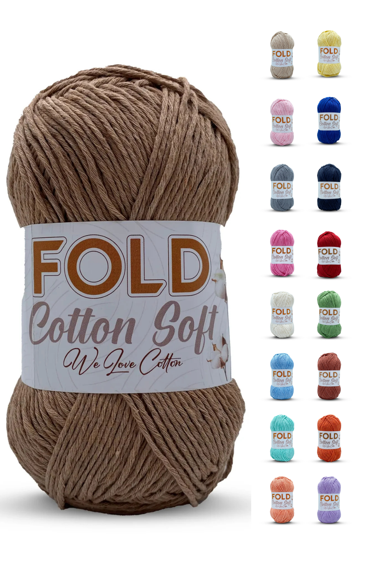 Fold Yarn Cotton Soft - Sütlü Kahve  307 Pamuk Ip 100 Gram Amigurumi İpi Çanta İpi
