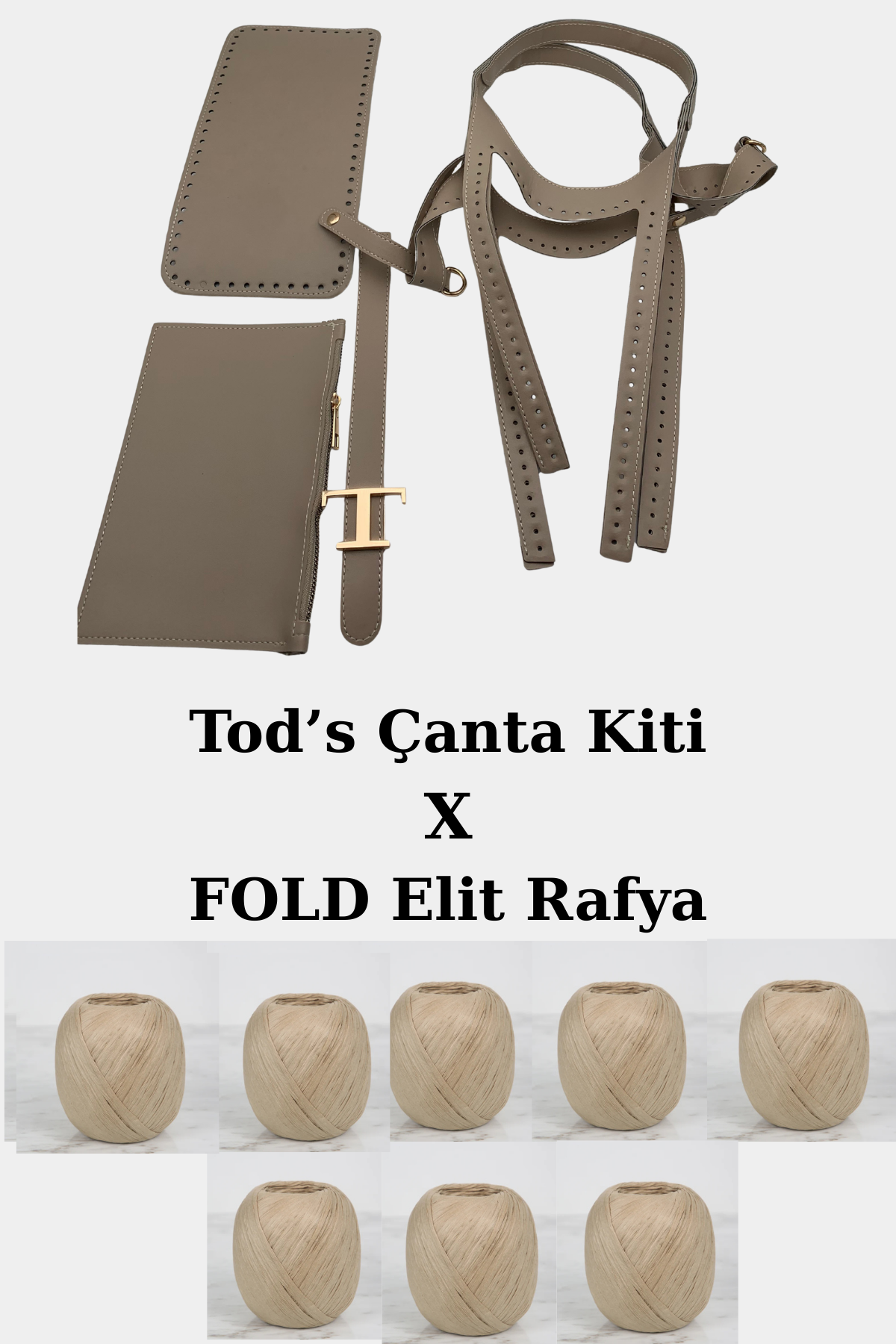 Tods Model Örgü Çanta Kiti Bej Elit Rafya İpler Dahil Kit Örgü Kiti
