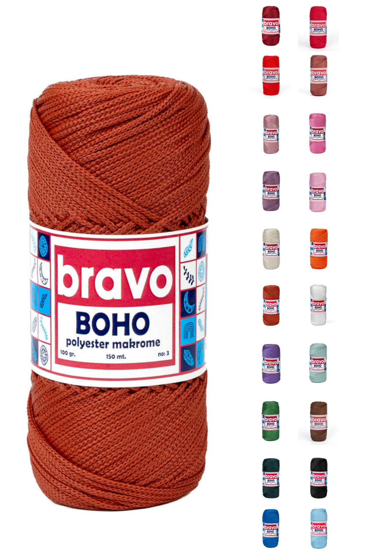 Polyester No:3 -118 Kiremit Polyester Makrome Ipi 1 Mm-100 gr Supla Ip Çanta Ipi