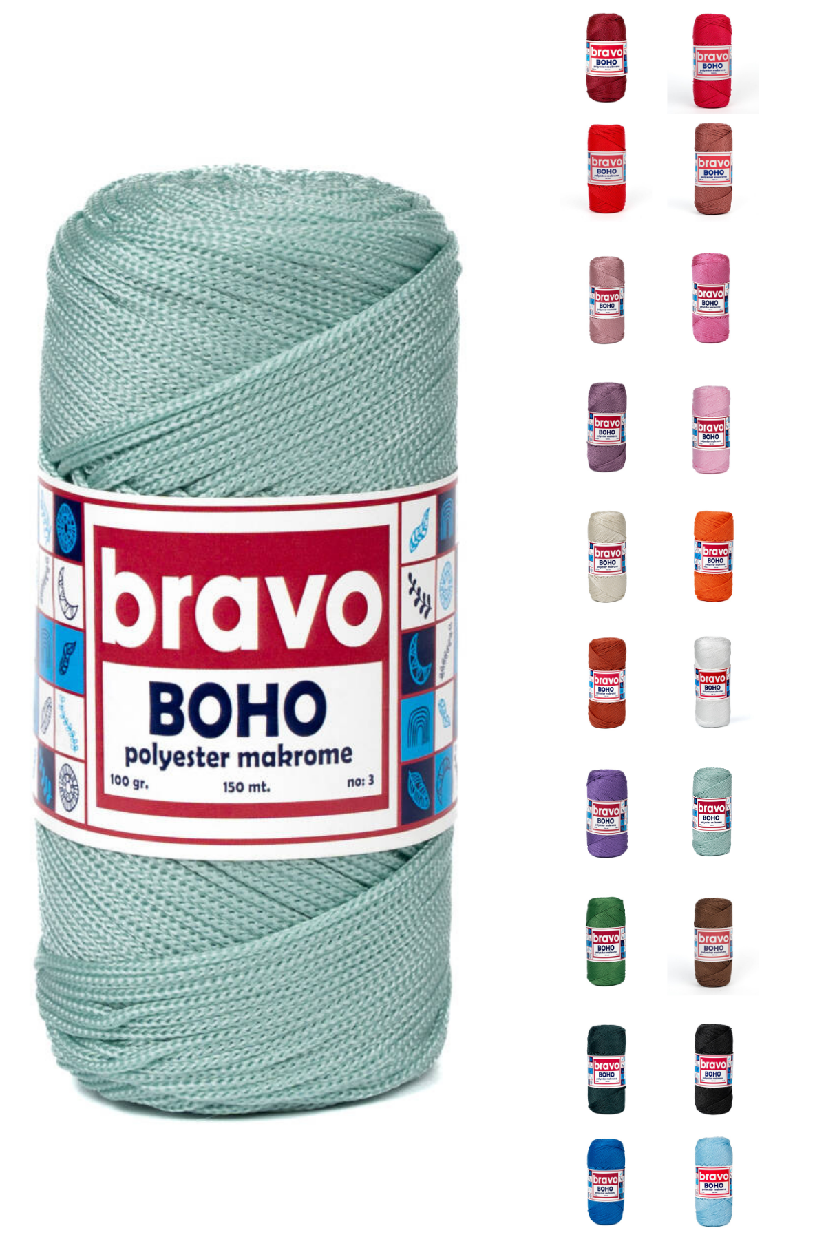 Polyester No:3 -165 Çağla Yeşili Polyester Makrome Ipi 1 Mm-100 gr Supla Ip Çanta Ipi