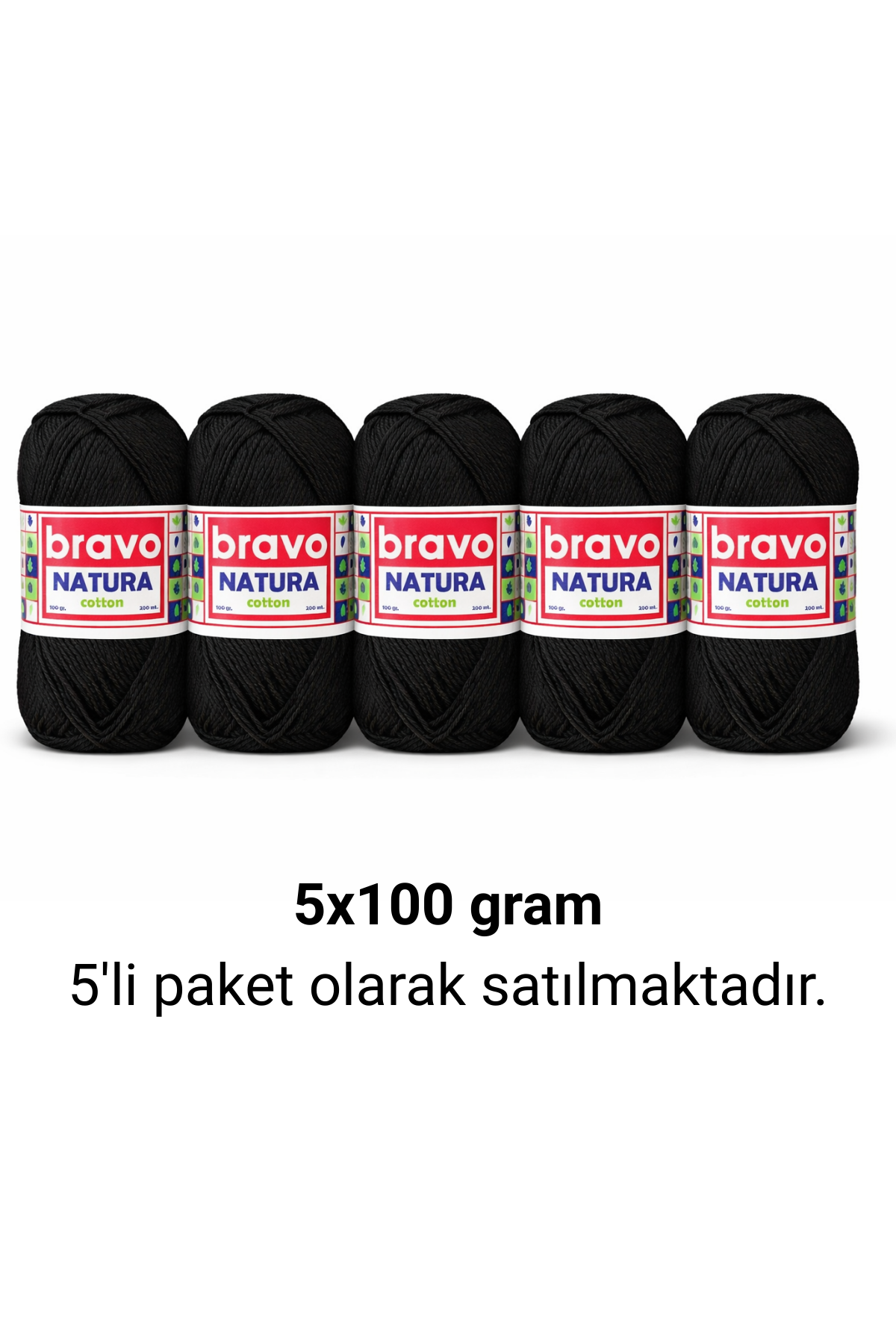 Natura Cotton Siyah 101 Pamuk İplik 100gr 200mt