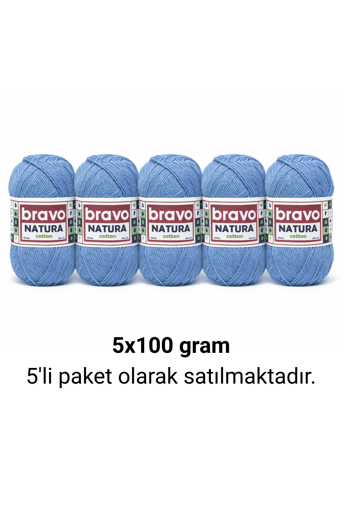Natura Cotton Mavi 603 Pamuk İplik 100gr 200mt Örgü İpi Amigurumi İpi