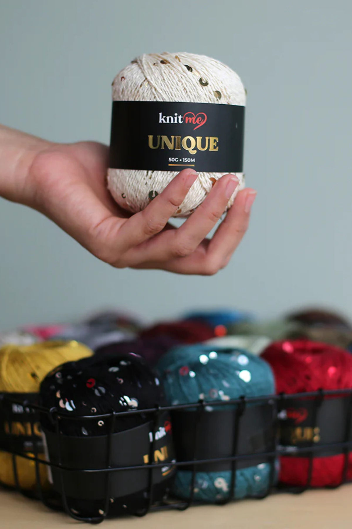 Uniqe - 7 Açık Yeşil Pullu İp El Örgü İpi 50g 150m -