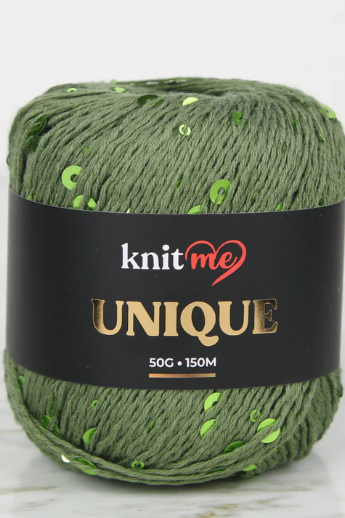 Uniqe - 5 Yeşil Pullu İp El Örgü İpi 50g 150m