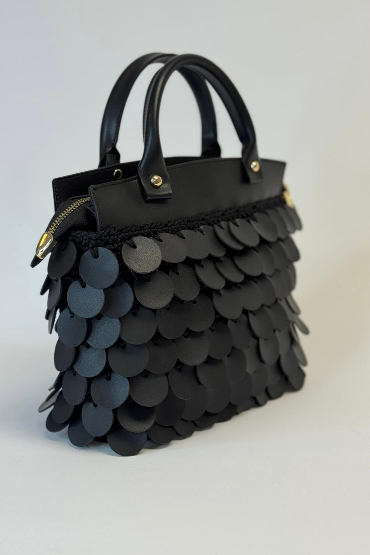 Pullu Çanta Acı Kahve Örgü Kiti Deri Kit Örgü Kiti