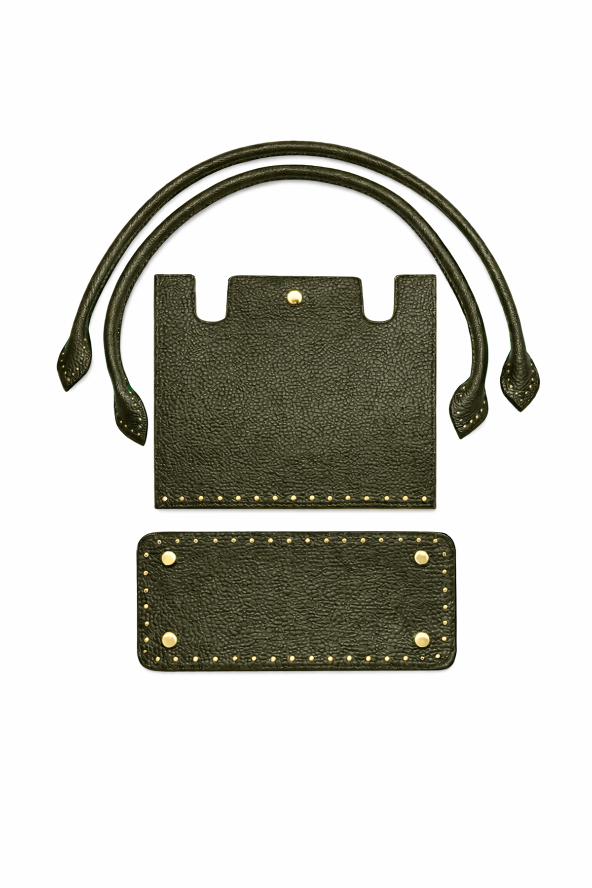 Memur Çanta Haki Örgü Kiti Kapak,Taban, Penguen askı 25x21cm