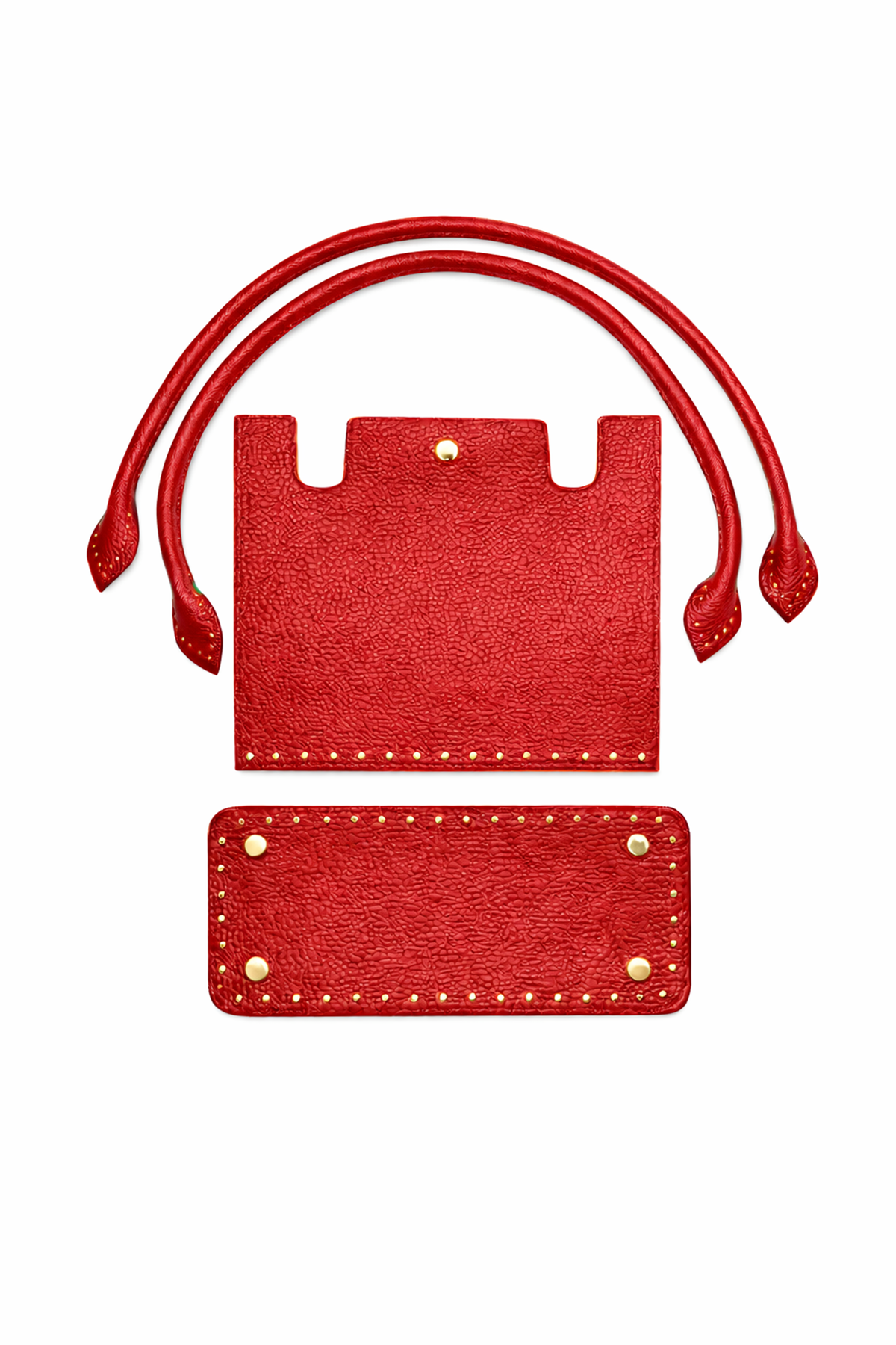 Memur Çanta Kırmızı Örgü Kiti Kapak,Taban, Penguen askı 25x21cm