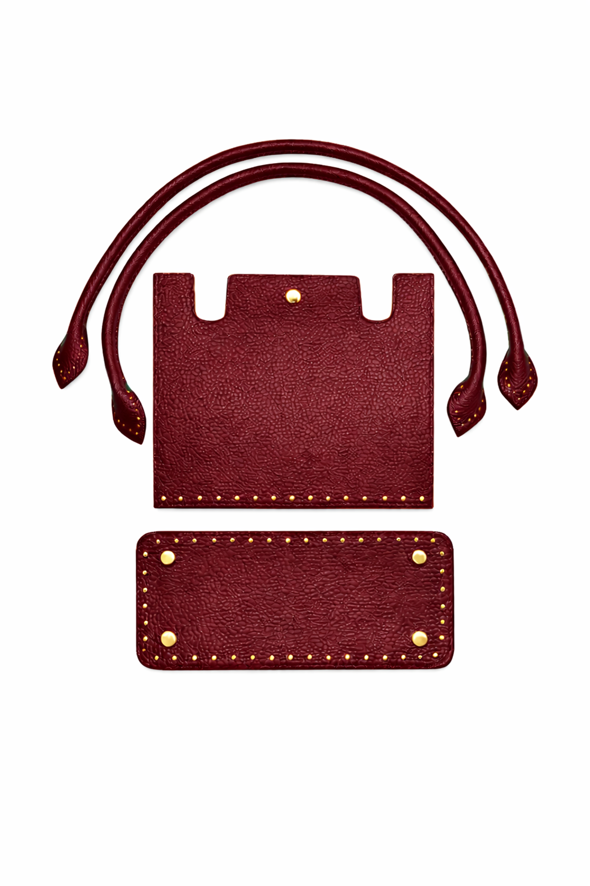 Memur Çanta Bordo Örgü Kiti Kapak,Taban, Penguen askı 25x21cm