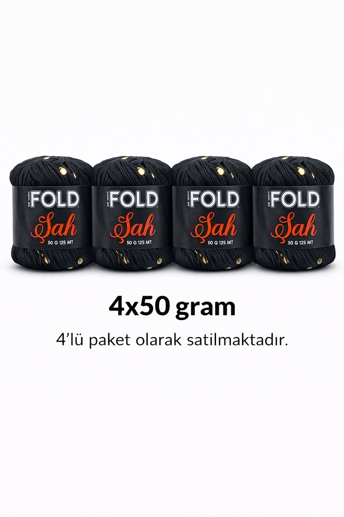 Şah - Siyah-Altın Pullu İp 50 Gr 125 Mt Örgü İpi Hırka,Şal,Çanta İpi 
