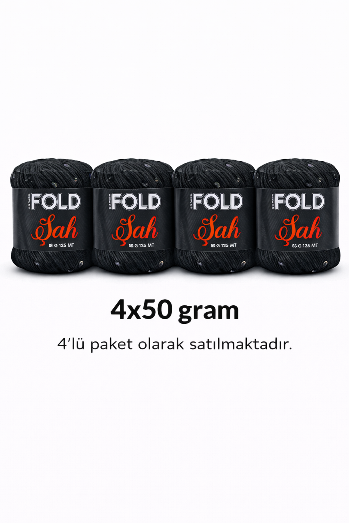 Şah - Siyah-Siyah Pullu İp 50 Gr 125 Mt Örgü İpi Hırka,Şal,Çanta İpi