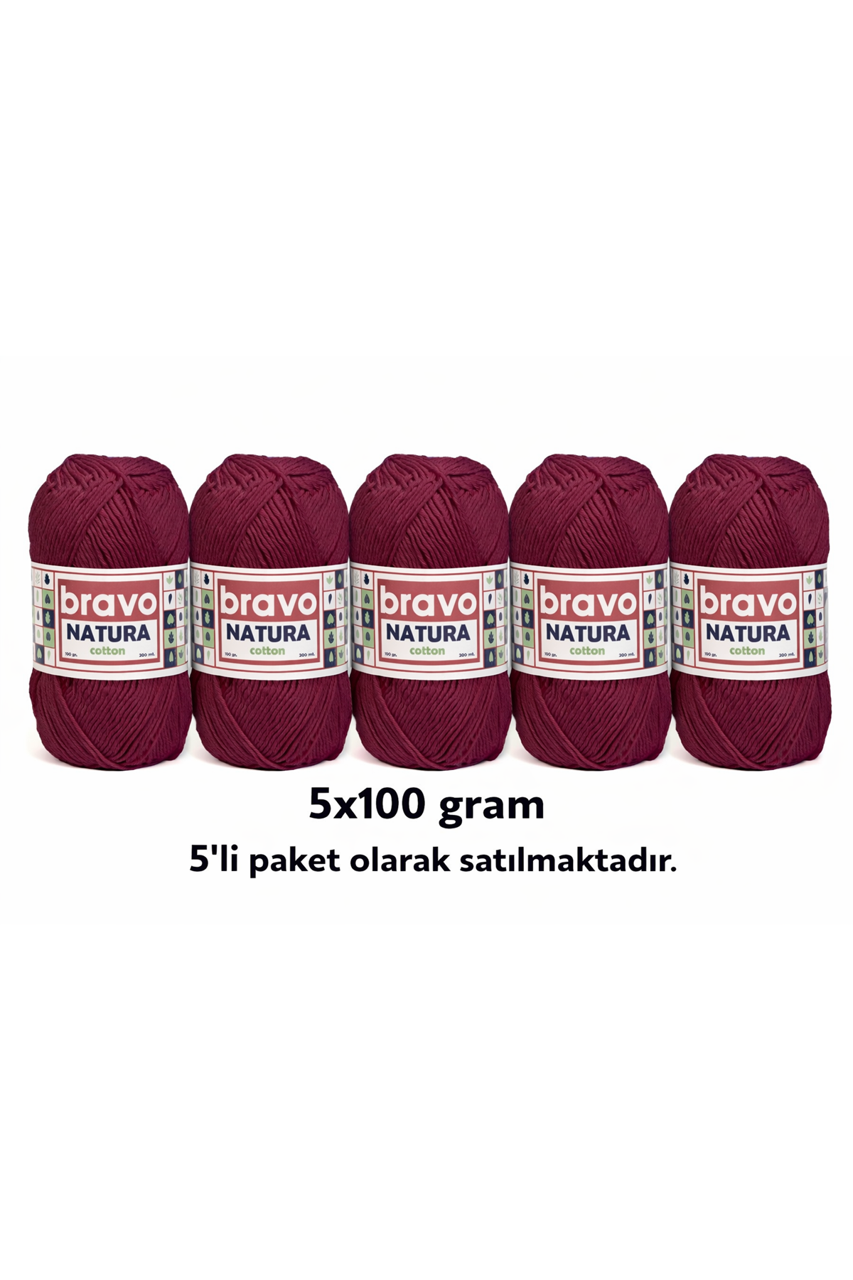 Natura Cotton Bordo 502 Pamuk İplik 100gr 200mt Örgü İpi Amigurumi İpi