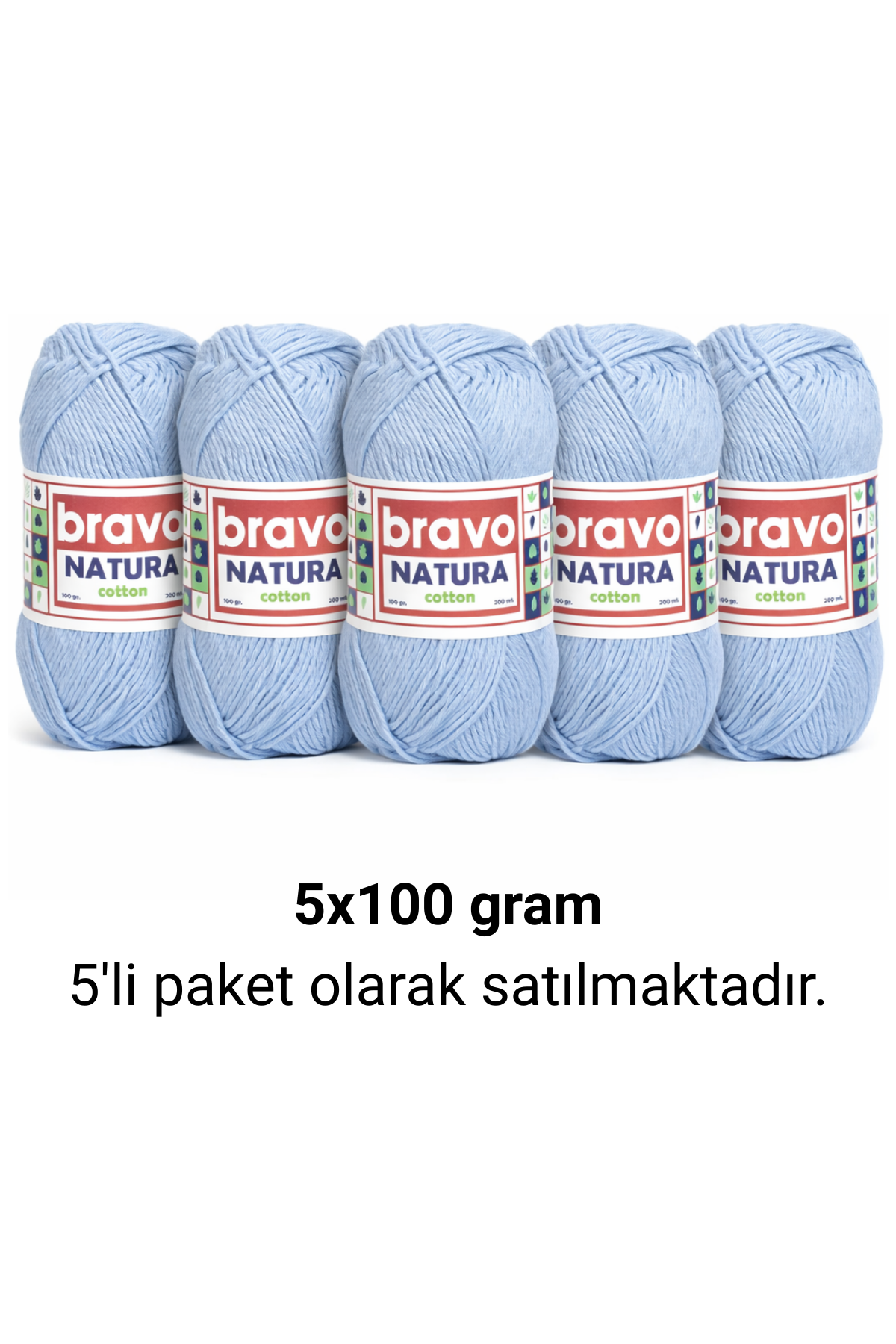 Natura Cotton Bebe Mavi 604 Pamuk İplik 100gr 200mt Örgü İpi Amigurumi İpi