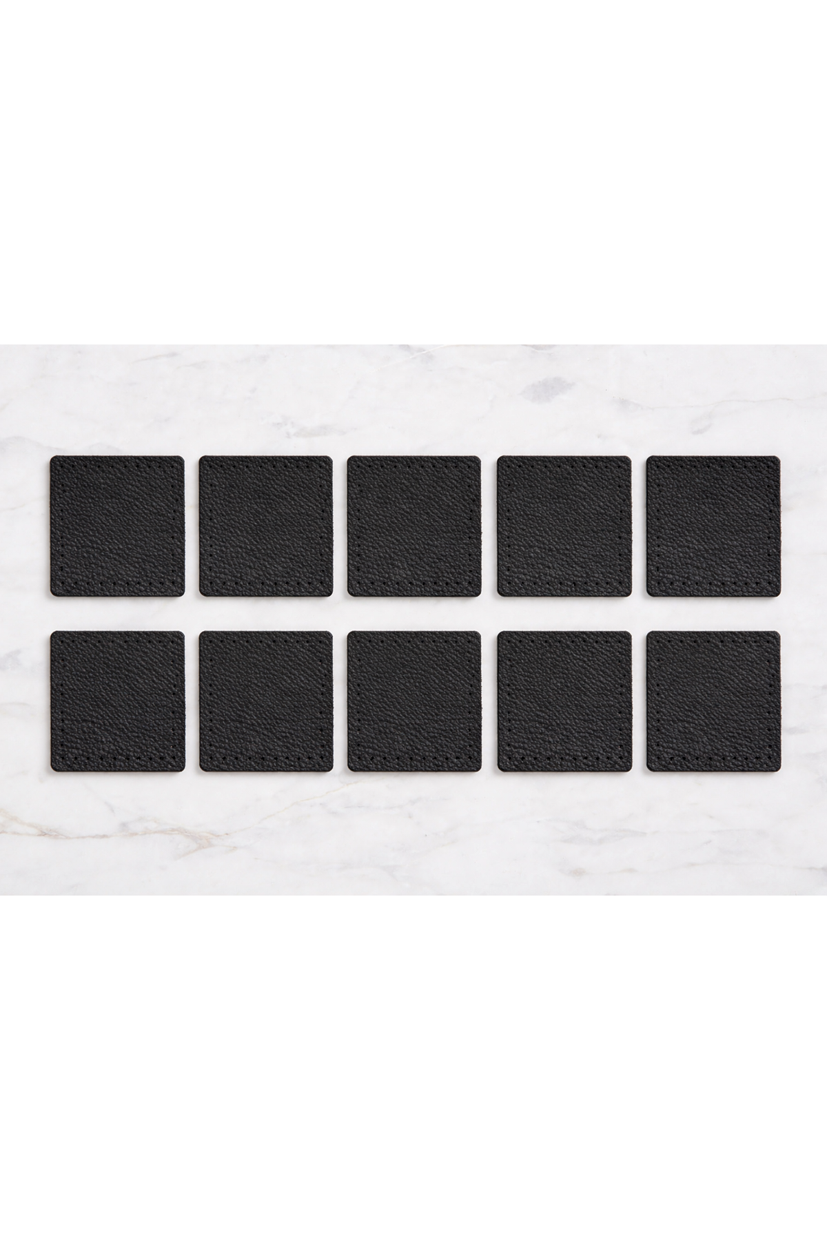 Kare Deri 8x8 cm Siyah Çanta Aksesuarı 10'LU PAKET