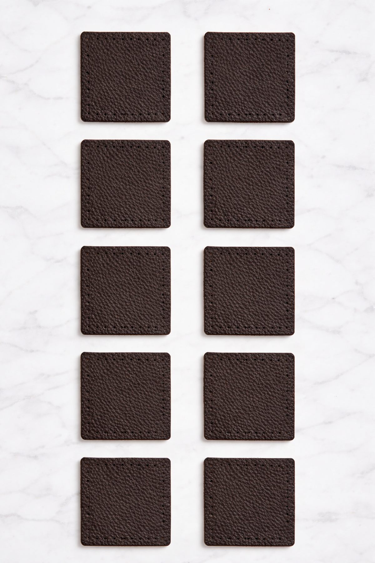 Kare Deri 8x8 cm Acı Kahve Çanta Aksesuarı 10'LU PAKET 