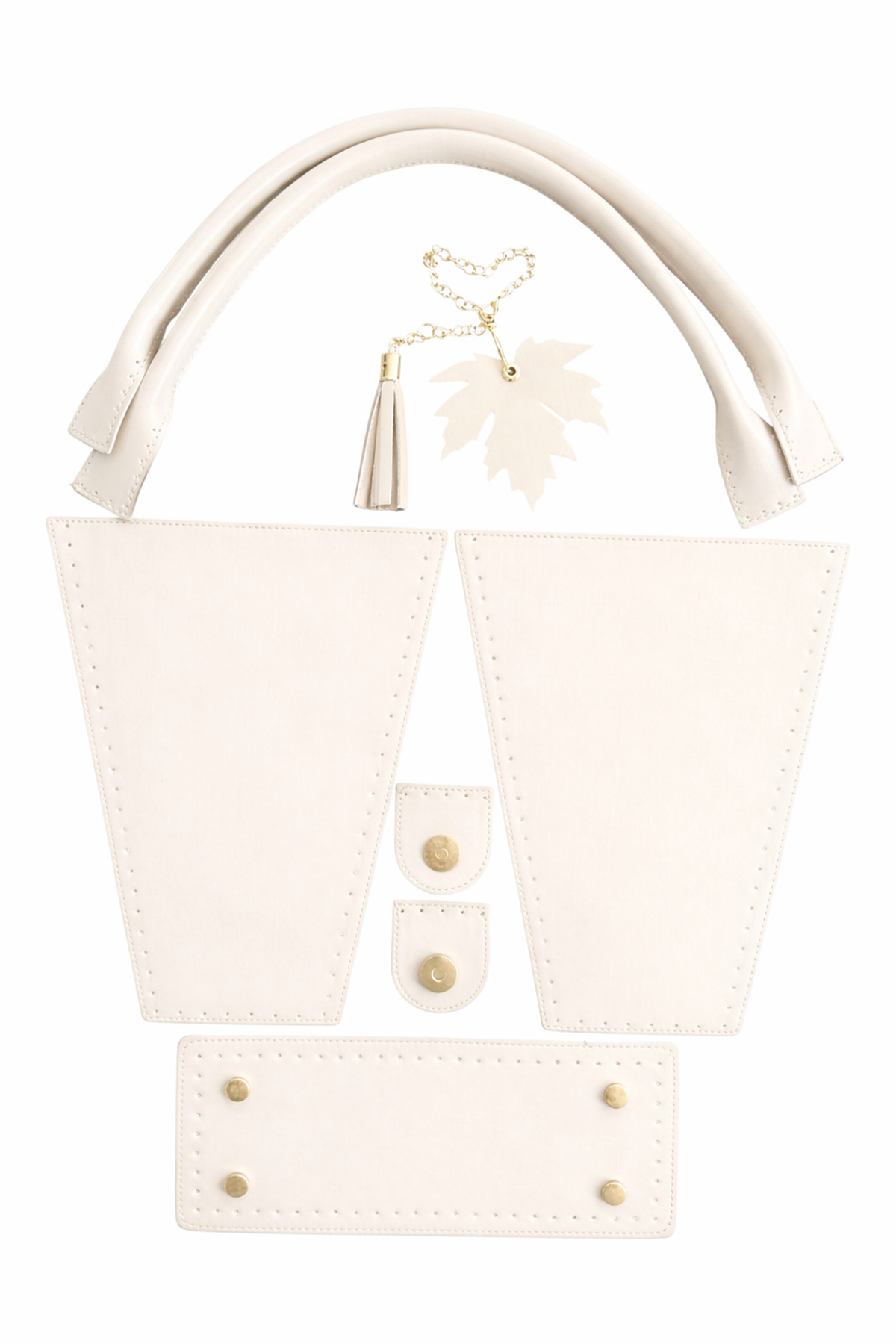 Tods Masal Serisi Sonbahar Çanta Örgü Kiti Krem Renk Yan Körük Taban Püskül Kit Çanta Kiti