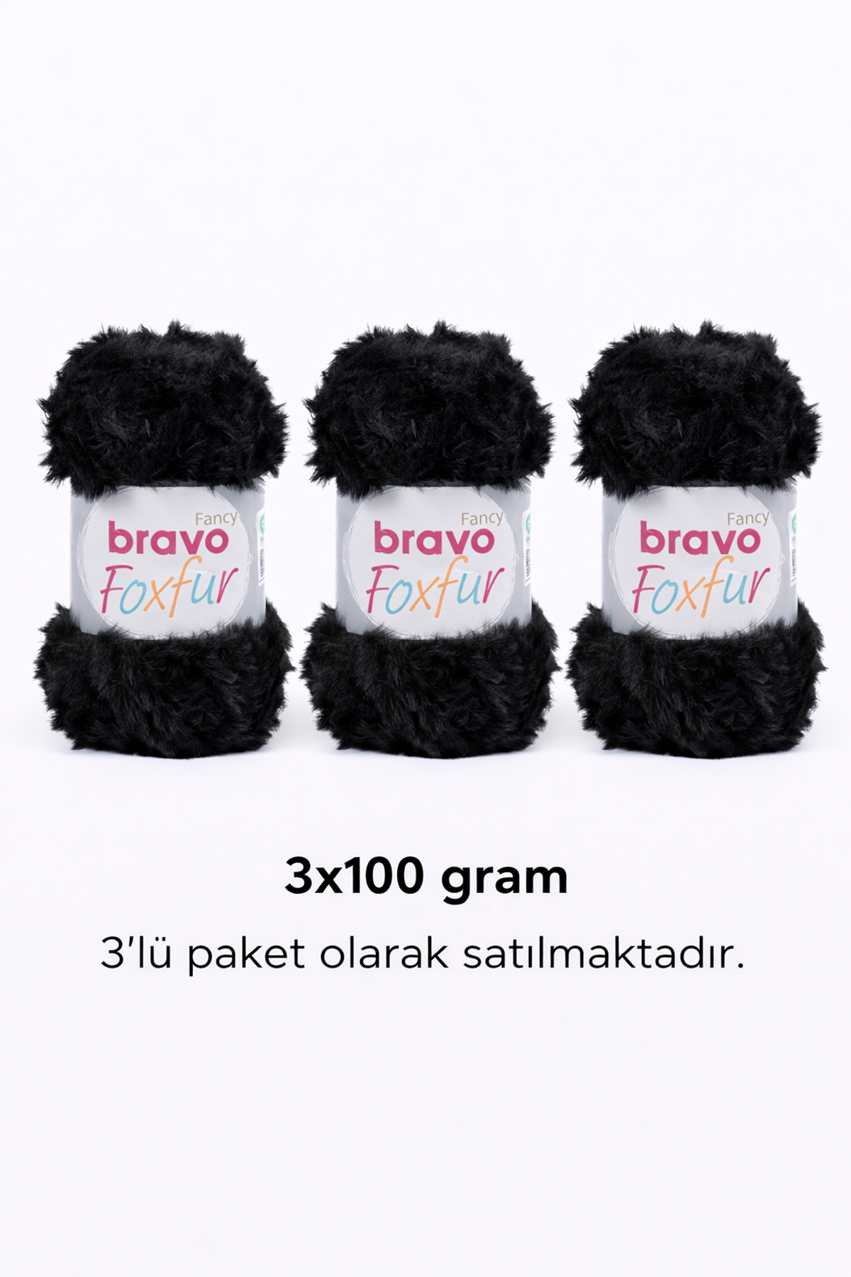 Foxfur Kürk İplik 39 Siyah Örgü İpi 100gr Tüylü İplik