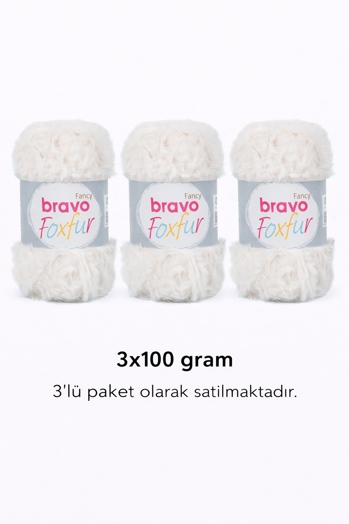 Foxfur Kürk İplik 02 Beyaz Örgü İpi 100gr Tüylü İplik