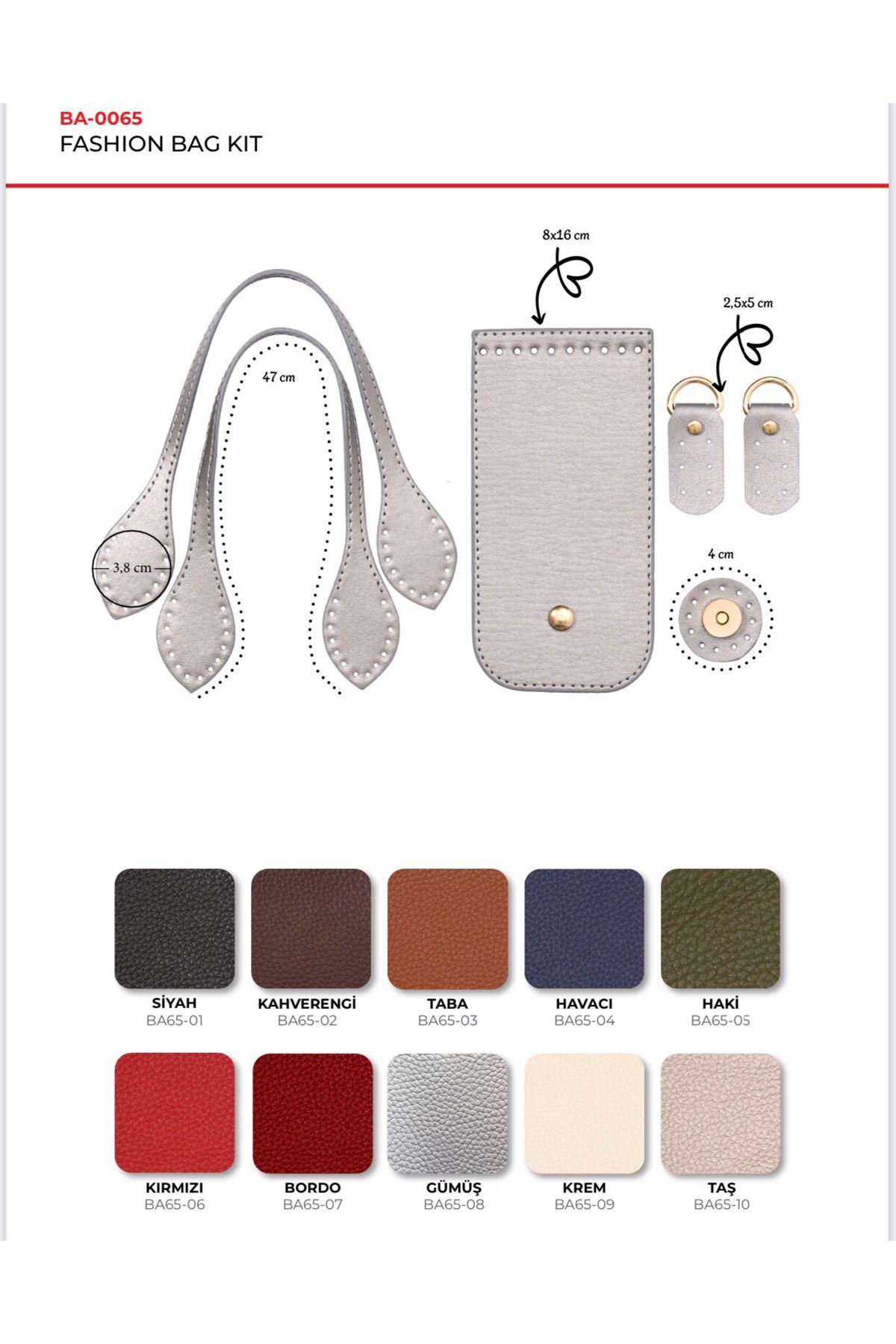 Fashion Bag Çanta Kiti 8,5x17 cm Kırmızı Örgü Kiti - kopya