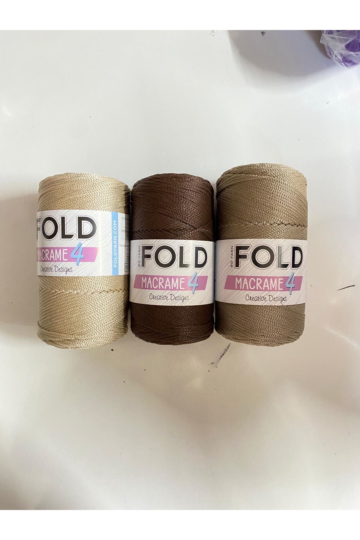 POLYESTER MAKROME NO4 KAHVE TONLARI 3 YUMAK TOPLAM 600 GRAM