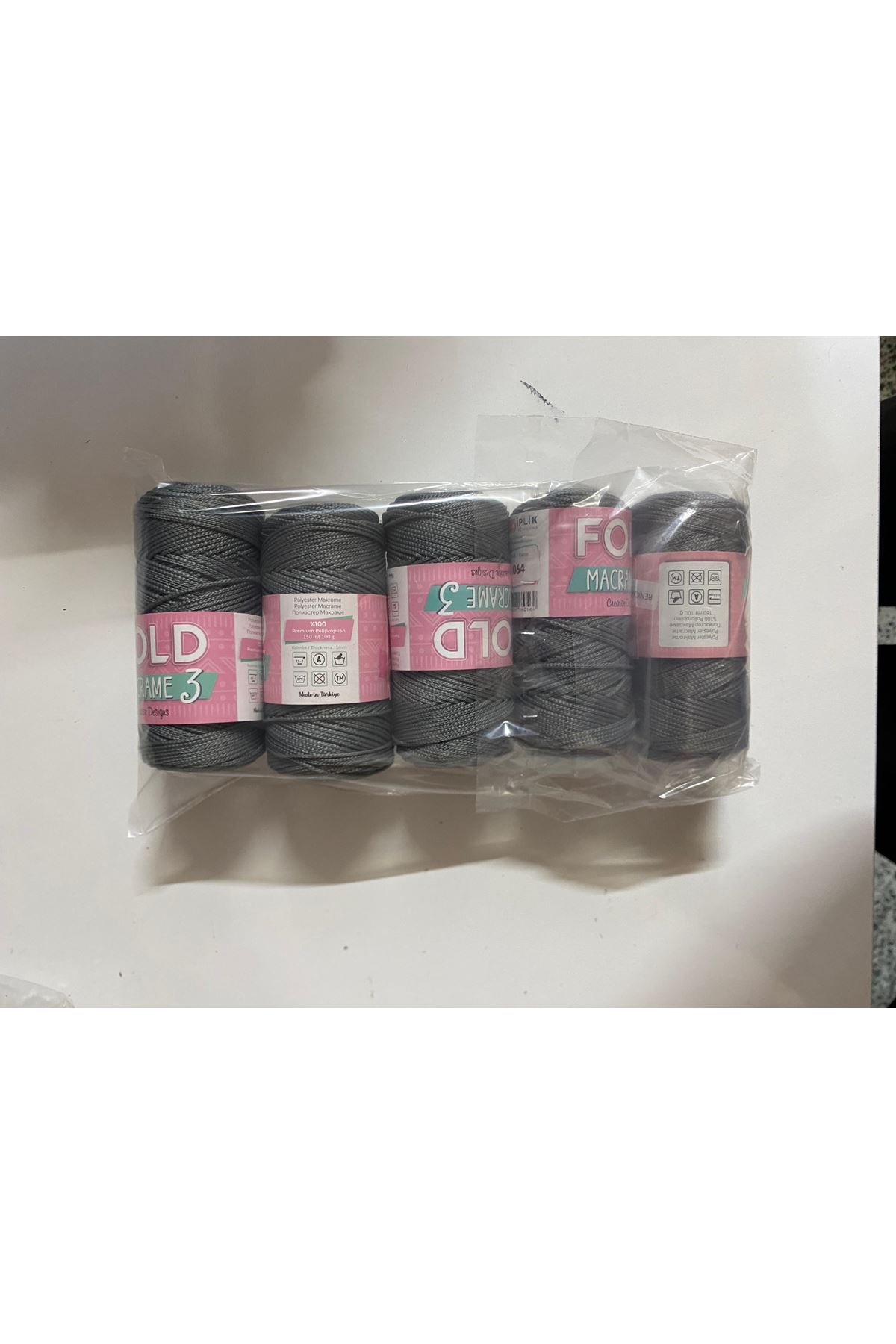 POLYESTER MAKROME NO3 -5 ADET  GRİ 500 GRAM