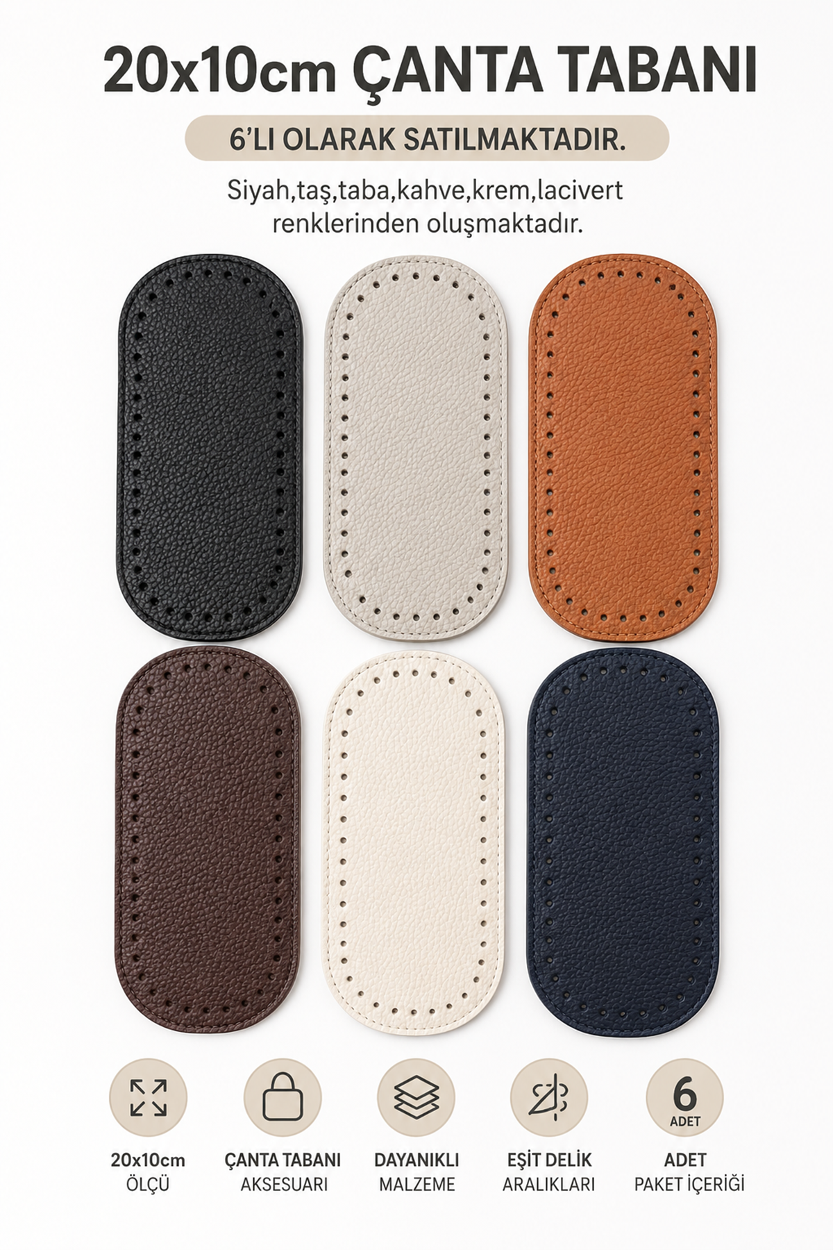 Çanta Tabanı 20x10 cm 6'lı paket Çanta Aksesuarı 