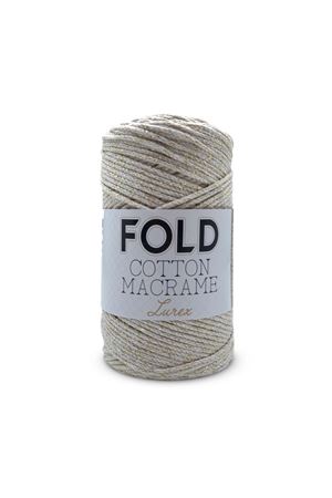 Simli Pamuk Makrome Örgü İpi - Krem Gold