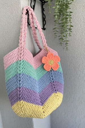 Fold Cotton Makrome - Lila Pamuk Makrome Pamuk İp Çanta ipi