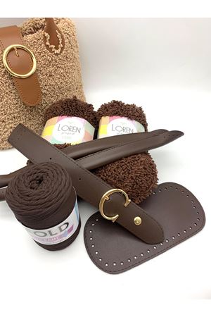 Kuzu Ipi Çanta Örgü Kiti Acı Kahve Taban Ölçüsü 10x20cm