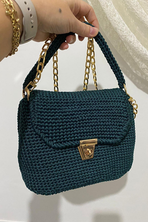 Fold Yarn Makrome No:4 - 180 Koyu Yeşil Polyester Makrome Ipi 2 Mm - 200 gr -230 M Supla Ip Çanta Ipi