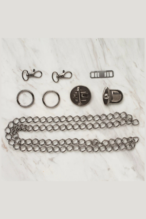 Zincirli Çanta Askı Seti Mat Gümüş