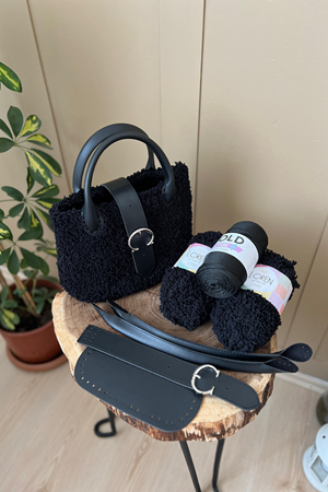 Kuzu Ipi Çanta Örgü Kiti Siyah Taban Ölçüsü 10x20cm  canta yapım malzemeleri