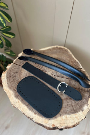 Dil Kapak Siyah Çanta Örgü Kiti  Gucci Gümüş Tokalı