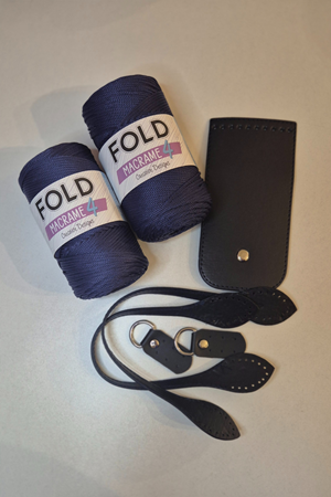 Fashion Bag Kit 2 yumak Polyester Makrome No.4  Çanta Örgü Kiti 