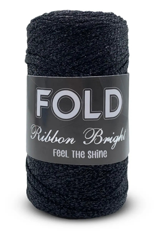 Ribbon Bright Siyah -  Simli Ribbon Örgü İpi %100 Premium Sim Lase