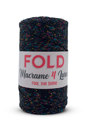 Simli Polyester Makrome No:4 Siyah Multi Color Polyester Makrome Ipi 2 Mm - 200 gr -230 M Supla Ip Çanta Ipi