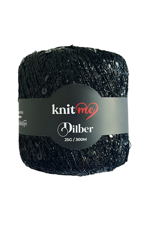 Knitme - Dilber Siyah 25 Gr 310 Mt Pullu İp Örgü İpi