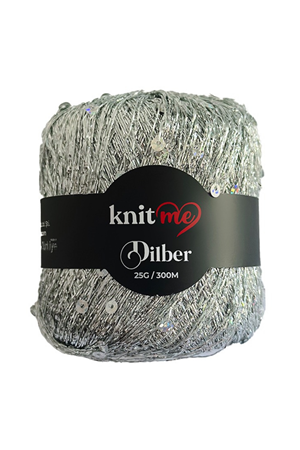 Knitme - Dilber Gümüş Pul 25 Gr 310 Mt Pullu İp Örgü İpi 