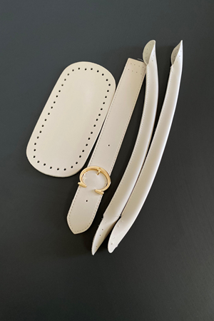 Dil Kapak Krem Çanta Örgü Kiti Gold Tokalı 20x10cm Taban