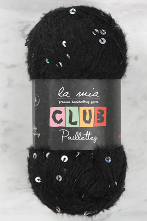 La Mia Club Paillettes Siyah El Örgü İpi - 606 - Pullu İp 