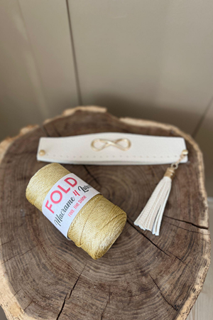 Gold Simli Polyester Makrome No.4 Çanta Örgü Kiti