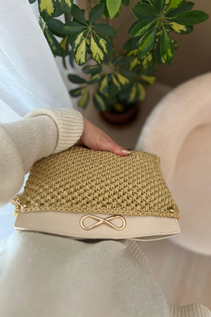 Gold Simli Polyester Makrome No.4 Çanta Örgü Kiti