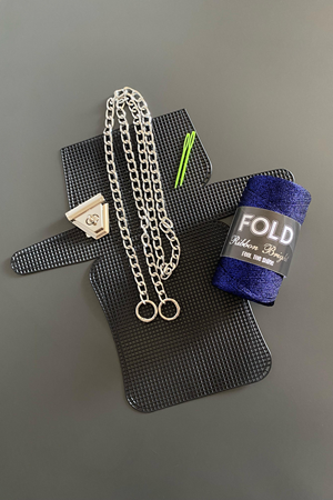 Kanvas Çanta Örgü Kiti Saks Mavi Simli Ribbon Plastik Kanvas Çanta Seti 33x18cm