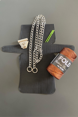 Kanvas Çanta Örgü Kiti Bakır Simli Ribbon Plastik Kanvas Çanta Seti 33x18cm