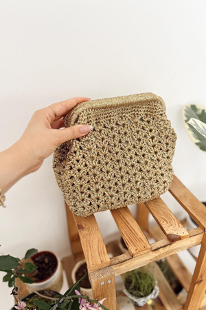 Ribbon Bright Bakır 416s- Simli Ribbon Örgü İpi %100 Premium Sim Lase