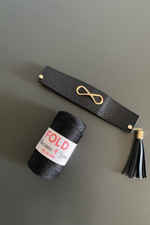 Siyah Simli Polyester Makrome No.4 Çanta Örgü Kiti 