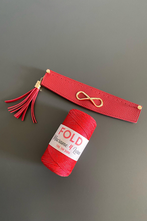 Kırmızı  Simli Polyester Makrome No.4 Çanta Örgü Kiti