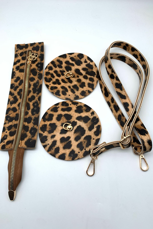 Silindir Fermuarlı Bavul Çanta Örgü Kiti - Leopar 