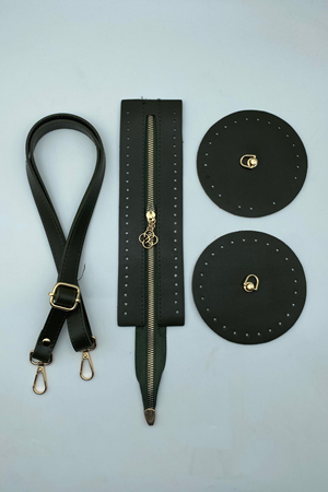 Silindir Fermuarlı Bavul Çanta Örgü Kiti - Haki