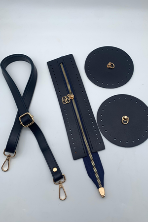 Silindir Fermuarlı Bavul Çanta Örgü Kiti - Lacivert